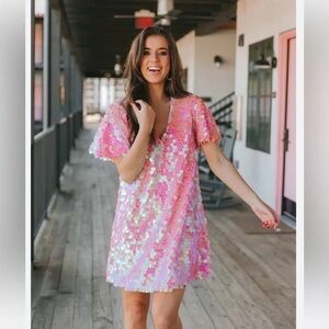 Buddy Love Taya Sequin Dress in Blush Pink